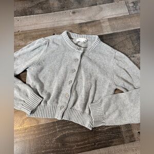 Frankies Bikinis Cropped Cardigan Sweater Gray Coastal Grandma Minimalist Girl S